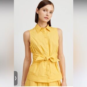 Yellow Sleeveless Button-Up Blouse Ridley Top Safron